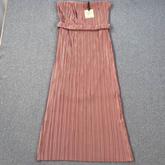 Dress Forum Los Angeles Strapless Midi Dress Women's Medium Champagne Belted New - Picture 1 of 10